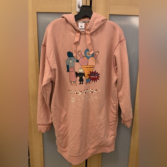 Puma X Tyakasha oversized pullover sweatshirt in peach pink color Size XS - Picture 2 of 16
